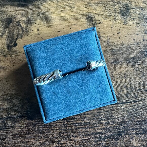David Yurman Cable Cuff Bracelet w/ Sterling Silver & Black Diamonds - Medium - Picture 3 of 16